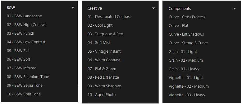 Lightroom CC 2018 Prests